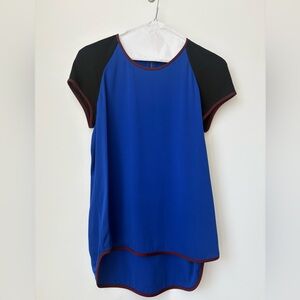 DIANE VON FURSTENBERG silk color block cap sleeve top - sz S small